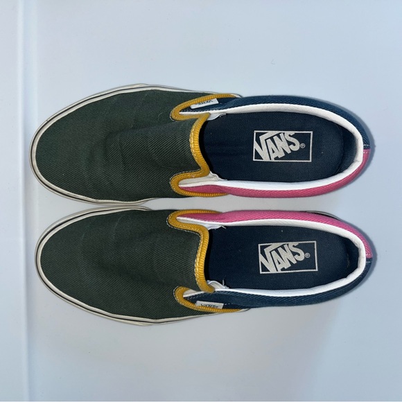 Vans Varsity Green and Pink Slip-On Sneakers - Picture 1 of 4